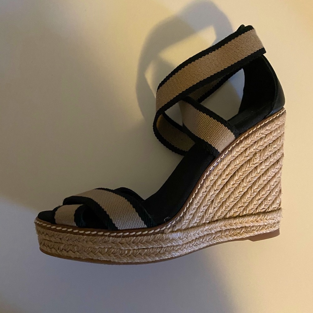 Tory Burch contrast elastic summer wedge